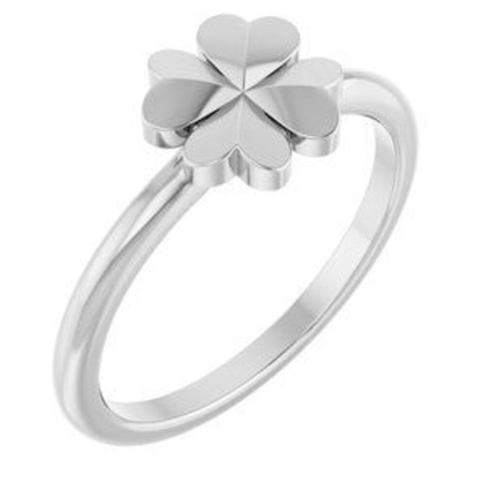Sterling Silver Four-Leaf Clover Stackable Ring - image 1